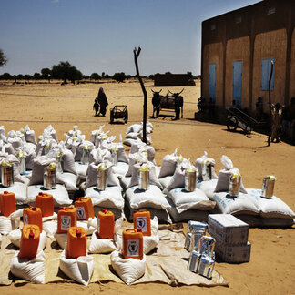 food parcels lined up
